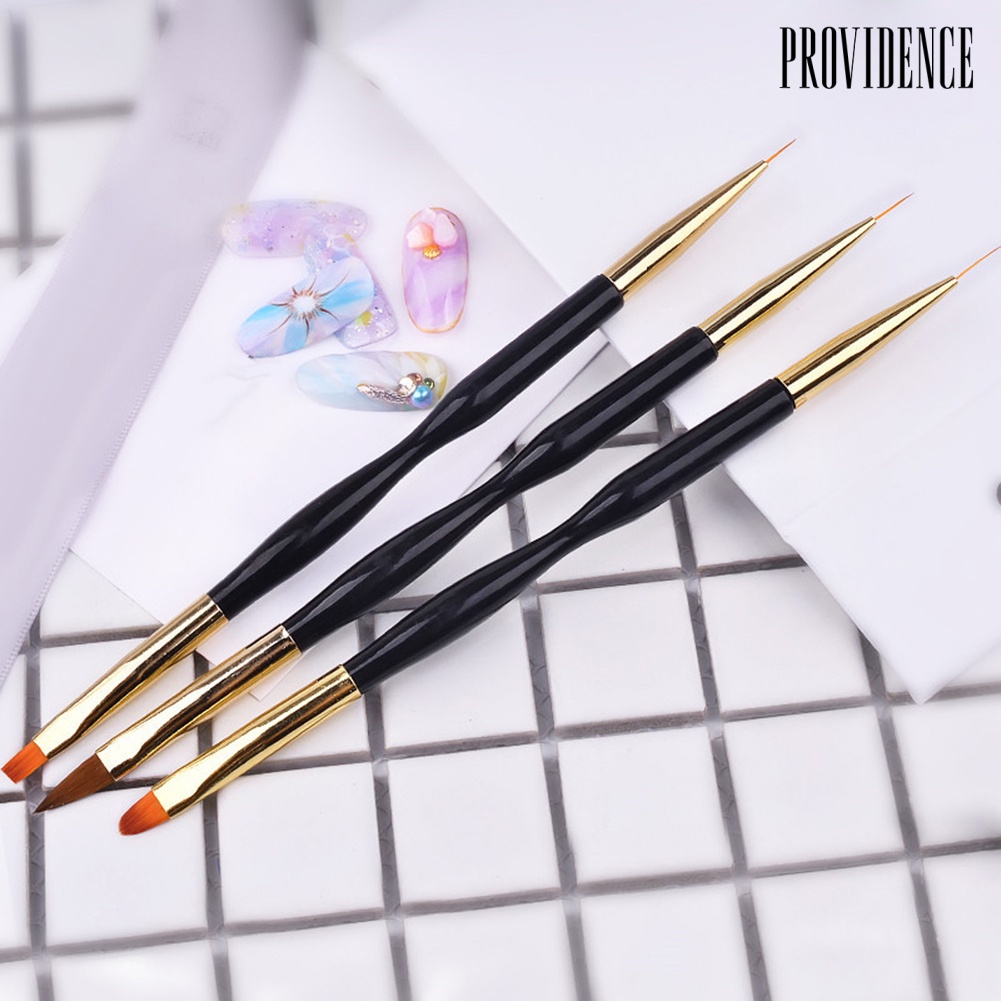 Providence 3Pcs Nail Art Pen Brush Acrylic Round Flat Painting Drawing Liner Manicure Tools