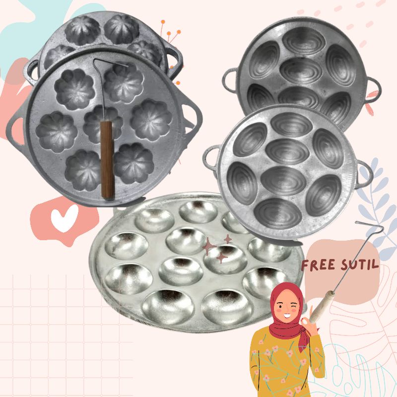 Free Sutil Cetakan Kue Cubit Cetakan Telor Congkel Bahan Cor Kokoh Anti Lengket
