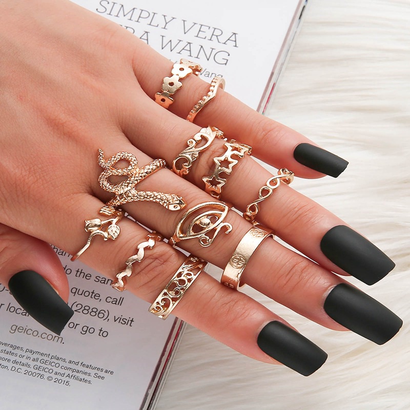 Bohemia 11 Pieces Rings Sets Women Jewelry For Holiday Gift 2020 New Popular Eye Snake Shape Trendy Rings Rings Sets