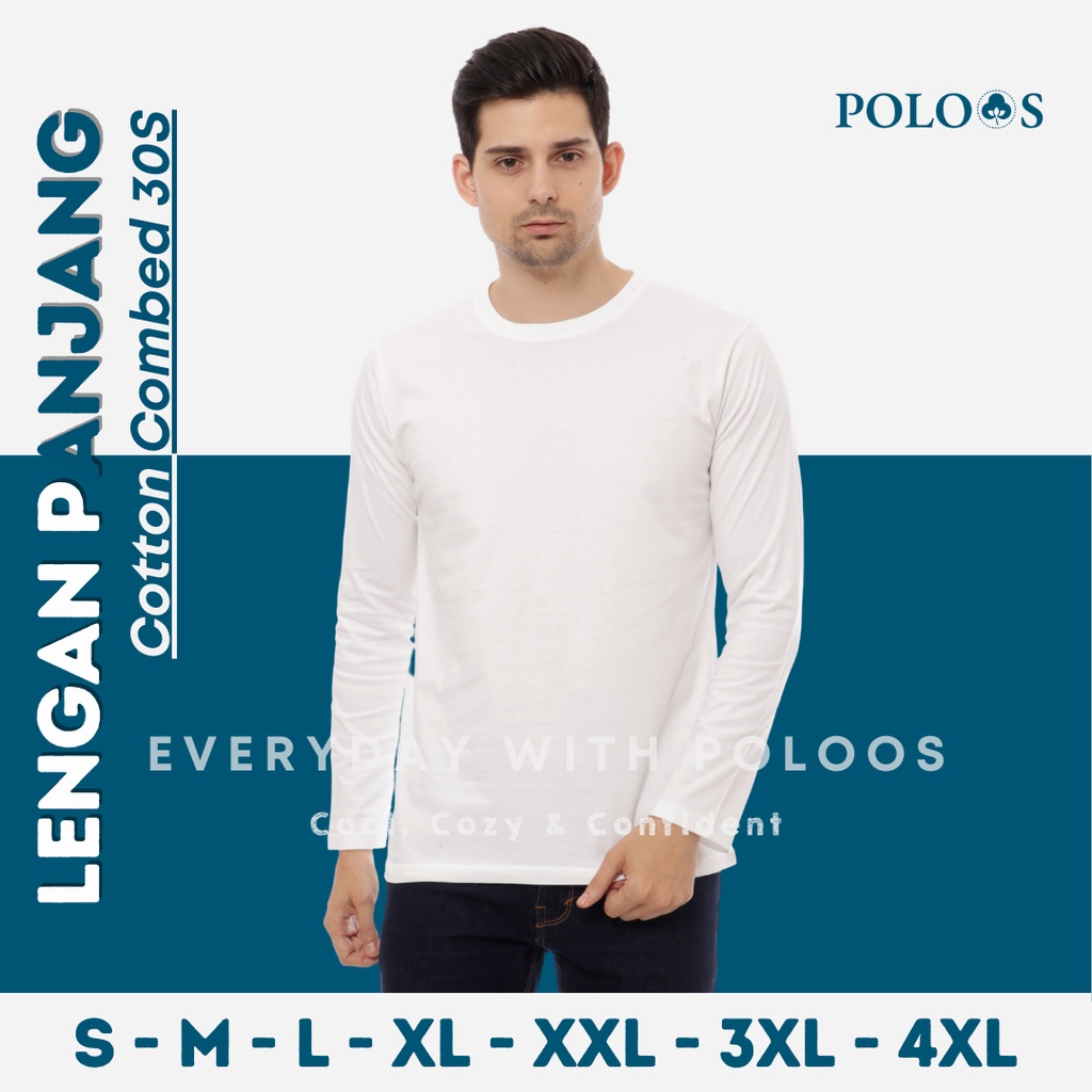 Baju Kaos Polos Pria Lengan Panjang Putih
