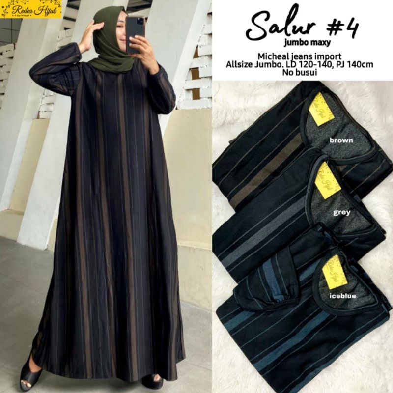 gamis ibu casual simple sederhana Michael Jeans Jumbo LD120-140 asli recommended