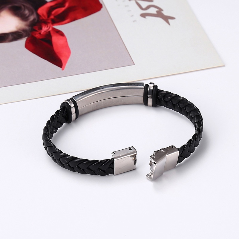 Gelang Kulit Pria HAYDEN Stainless Leather ANTI Karat &amp; Pudar Gelang Cowo Pria Wanita B.8