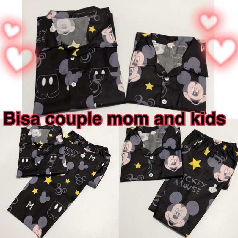 mikee hitam bajutidur piyama set bisa couple mom and kids