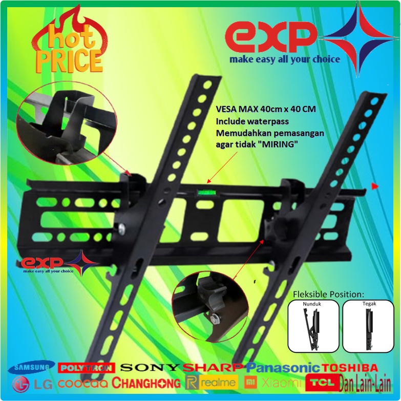 Garansi cocok!!! Bracket TV universal 42&quot; s/d 55&quot; Waterpas adjustable position-4