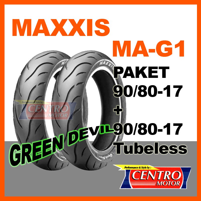 MAXXIS GREEN DEVIL PAKET 90/80-17 & 90/80-17 BAN TUBELESS SOFT COMPOUND. GRIP MAXIMAL
