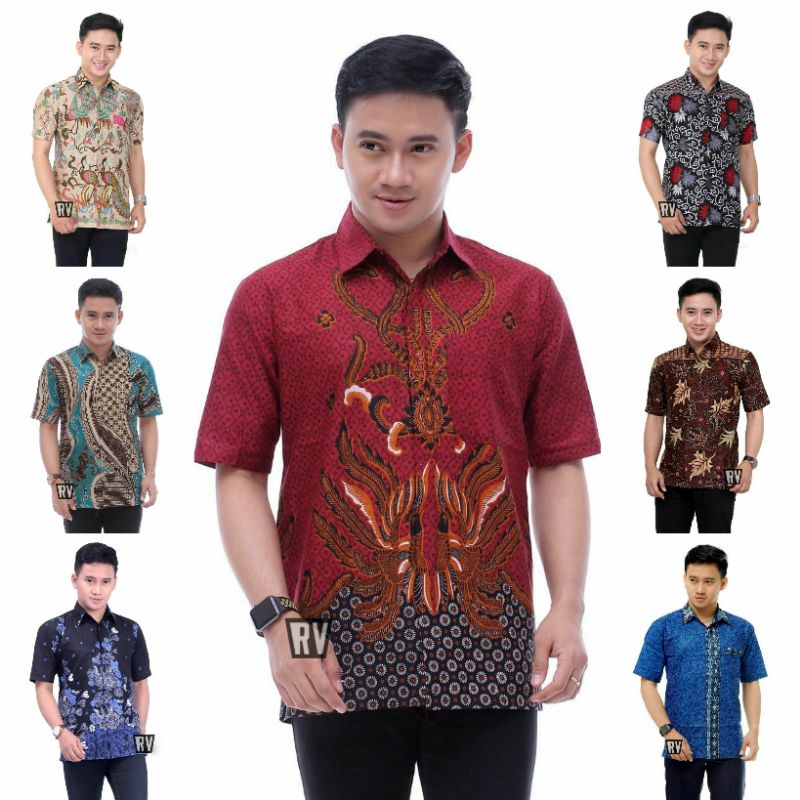 KEMEJA BATIK PRIA LENGAN PENDEK KATUN ADEM M L XL XXL