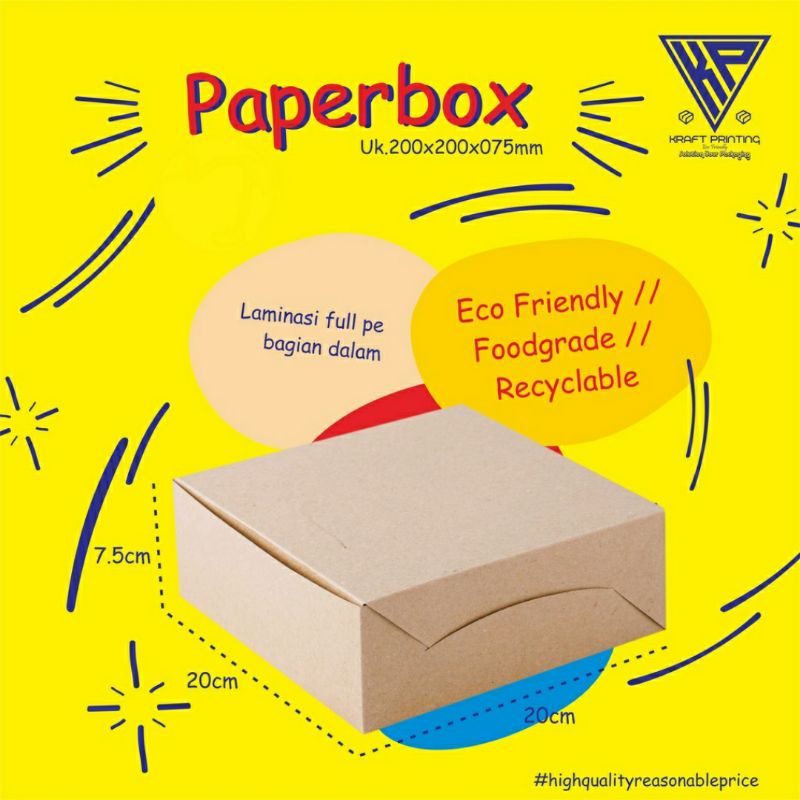 

20x20x7.5cm Dus kemasan/dus makanan/box packaging/tempat makan/Kotak Catering/Laminasi min 50pc