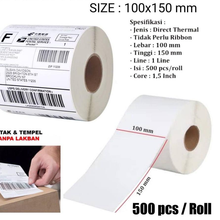

Recomend KETAS PRINTER TEMPEL / kertas label / Kertas Print RESI JOB Thermal Tempel 100x150mm isi 50