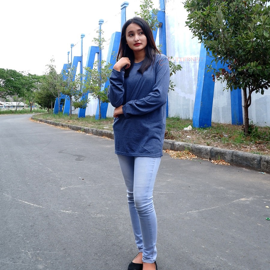 KAOS POLOS LENGAN PANJANG TWOTONE / CVC MISTY SOFT COTTON 30S