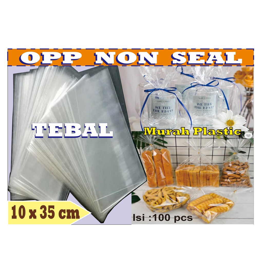 Plastik OPP TEBAL TANPA SEAL/LEM 10 x 35 cm