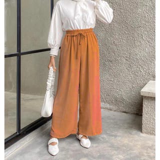 Celana Kulot Rayon Crincle Crinkle Airflow Panjang Wanita Premium Highwaist Loose Cullote Pants Homewear Jumbo Terbaru Kekinian-JAZZ CRINCLE PURPLE