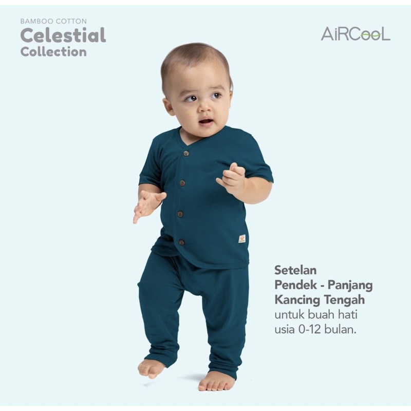 New Velvet Junior AirCool Setelan Panjang Celana Panjang ( Kancing Dada ) Celestial Series 3 - Piyama Anak