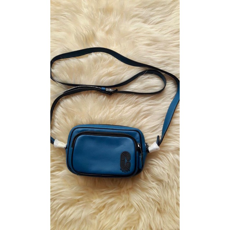 tas coach 1578 mini edge double pouch crossbody blue jay