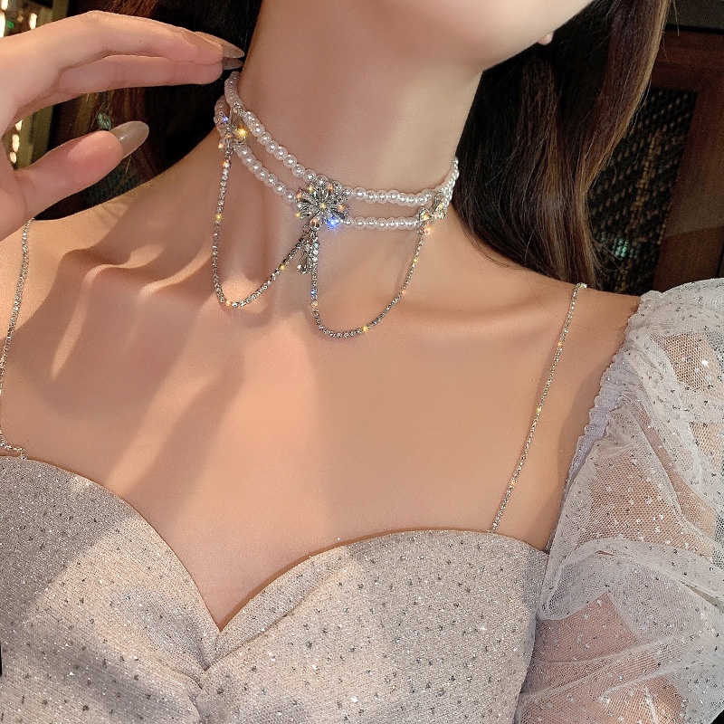 Kalung Headband Mutiara Berlian Imitasi Untuk Aksesoris Rambut Wanita