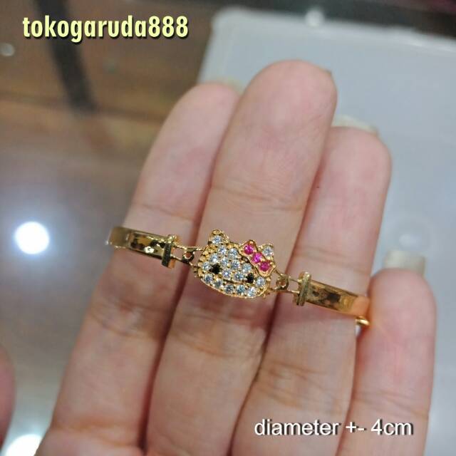 Gelang anak emas asli kadar 700 70 16k hello kitty mickey minnie line rabbit melody bulat tangan baby bayi sanrio disney