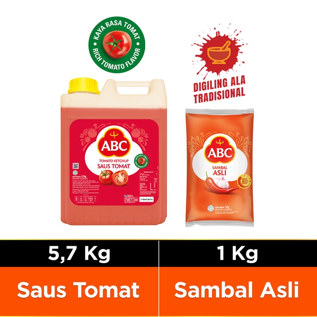 

ABC Saus Tomat 5.7 kg + ABC Sambal Asli 1 kg