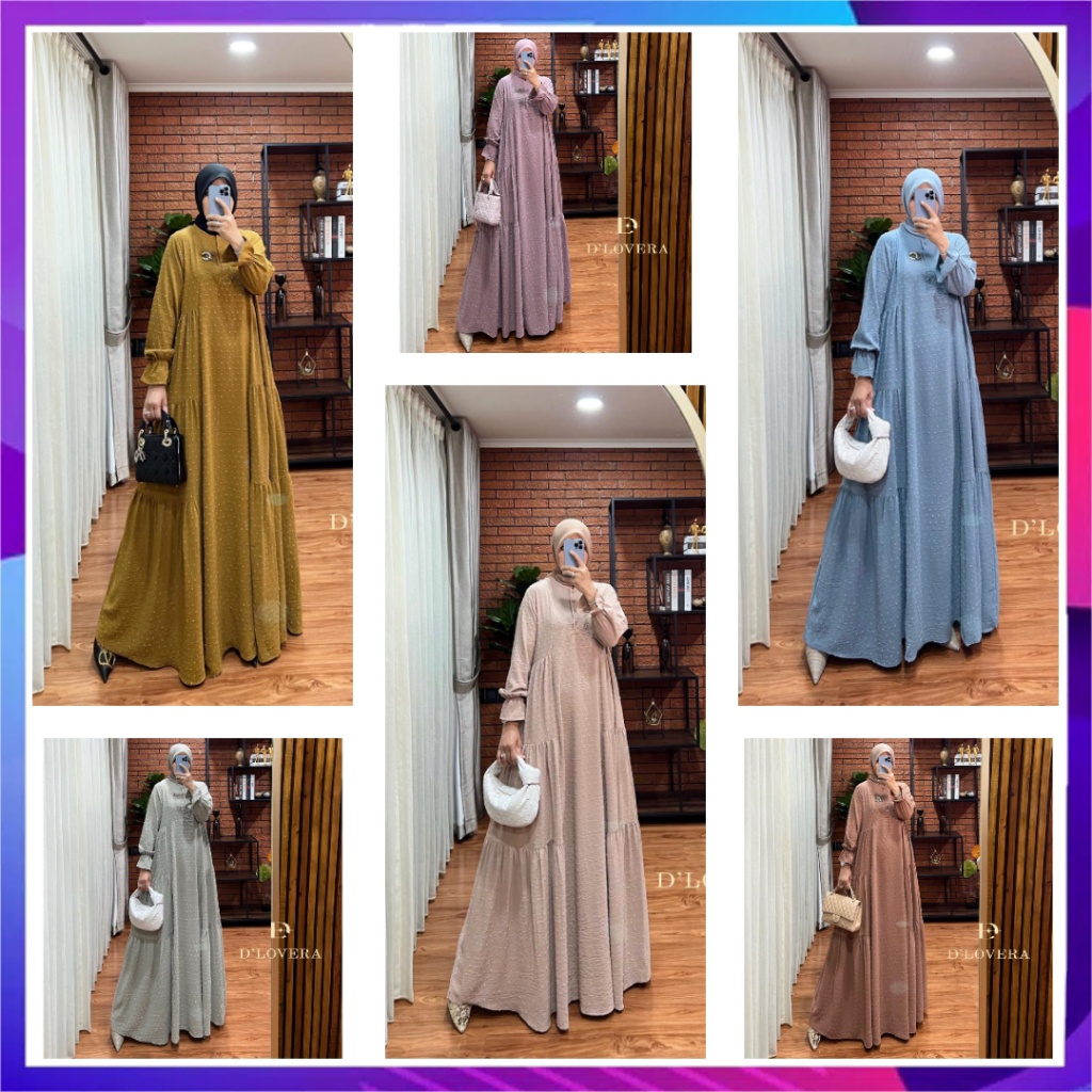 Alicia Dress Original By D'lovera Gamis Ayana Baju Muslim Fashion Pakaian Wanita Muslimah Ori Dhilov