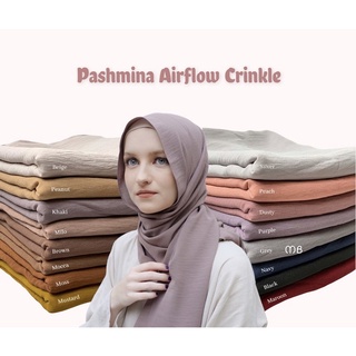 Pashmina Crinkle Airflow Cotton Shawl Import premium/ Pashmina Airflow/ Pashmina/ Crinkle/ Hijab 175x75