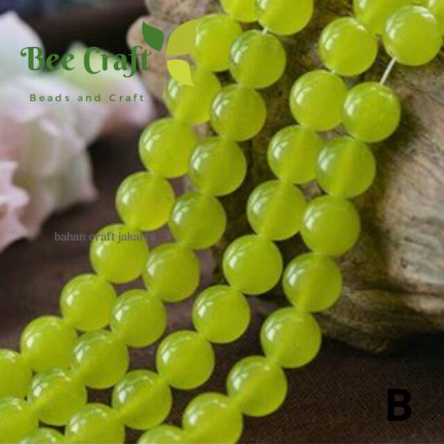 Manik Batu Natural Bright Green Jade Bahan Gelang Kalung Tasbih