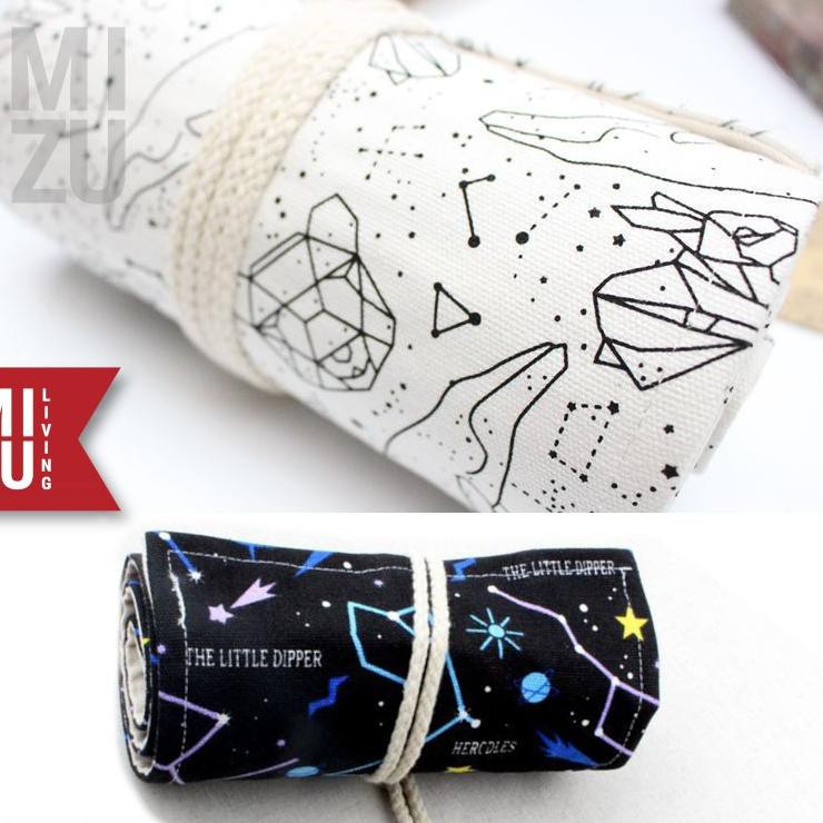 

➦ MIZU IROMUJI 36/72 Roll Up Colour Pencil Case Slots Tas Tempat Pensil Warna Gulung Canvas ➺