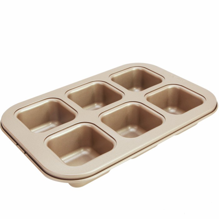 chefmade wk9150 6cups square mold cake bake pan / mini brownie /loyang