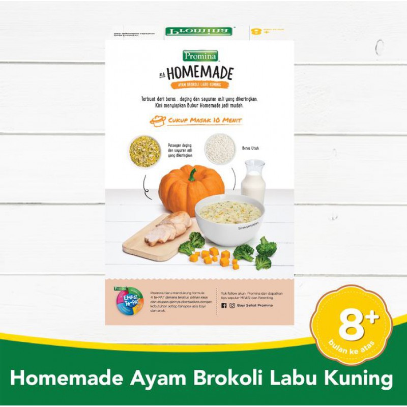 Promina Homemade Bubur Ayam Brokoli Labu Kuning 8m+ - 100gr