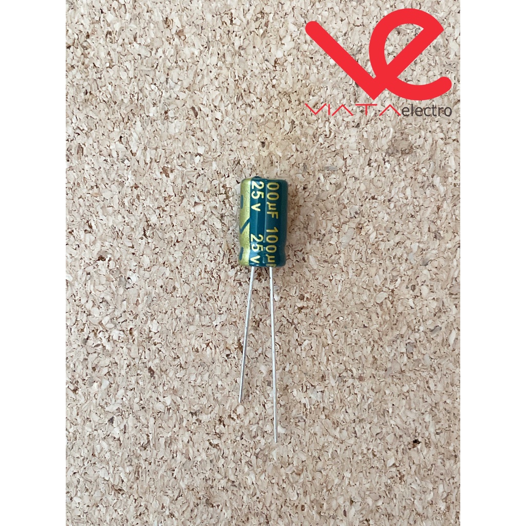 KAPASITOR ELCO 100UF 25V (1 BUAH) KAPASITOR CAPACITOR ELKO KAPASITOR 100 UF 25 V