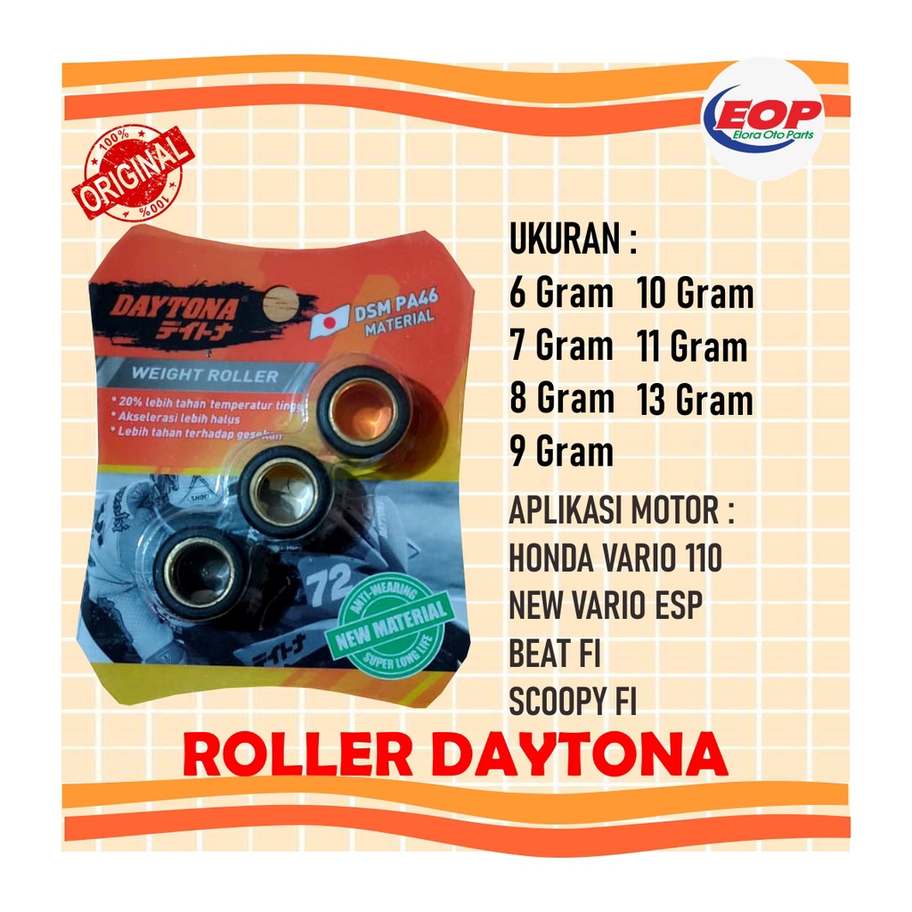 ROLLER RACING ROLLER BEAT FI VARIO FI 110 SCOOPY FI SPACY FI DAYTONA 6/7/8/9/10/11/13 gr ORIGINAL