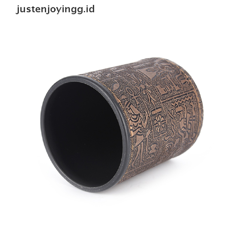 // justenjoyingg.id // 1 pc High Quality Brown Leather Rune Dice Cup PU leather 82x82x91mm ~