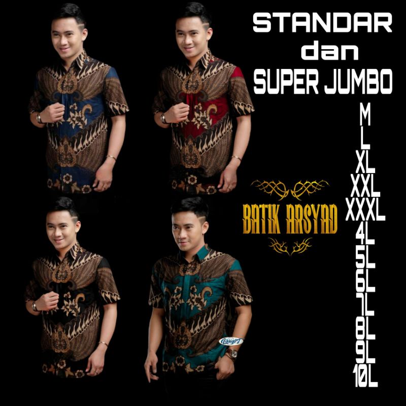 KEMEJA BATIK PRIA LENGAN PENDEK BIG SIZE JUMBO M.L.XL.XXL.3L.4L.5L.6L.7L.8L.9L.10L