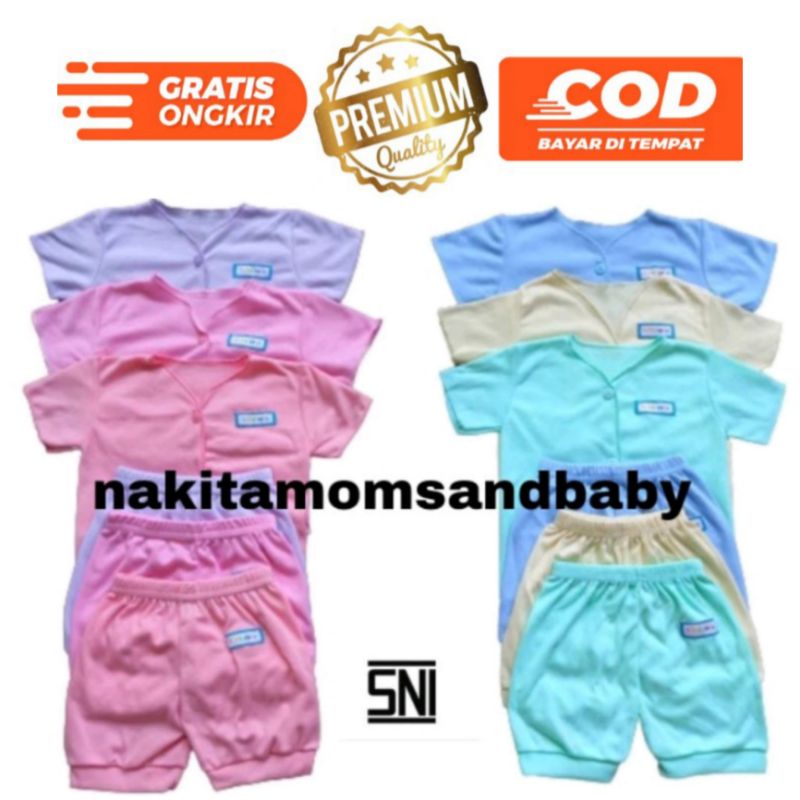 Stelan Baju Lengan Pendek dan celana bayi  SNI 3 stel Promo 8.8