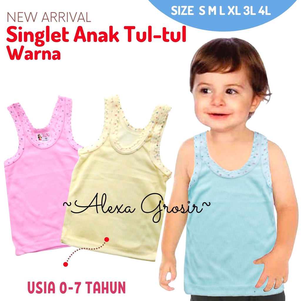 Singlet Anak Balita 5-7 Tahun Size 4L/ Kaos Dalam Anak Balita Murah / kaos dalam anak warna kiki