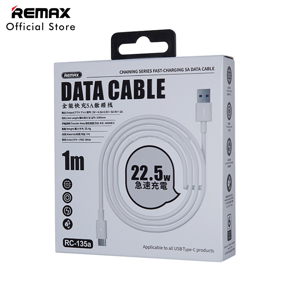 REMAX Chaining Kabel Data Charger Type-C 22.5W 1m RC-175A
