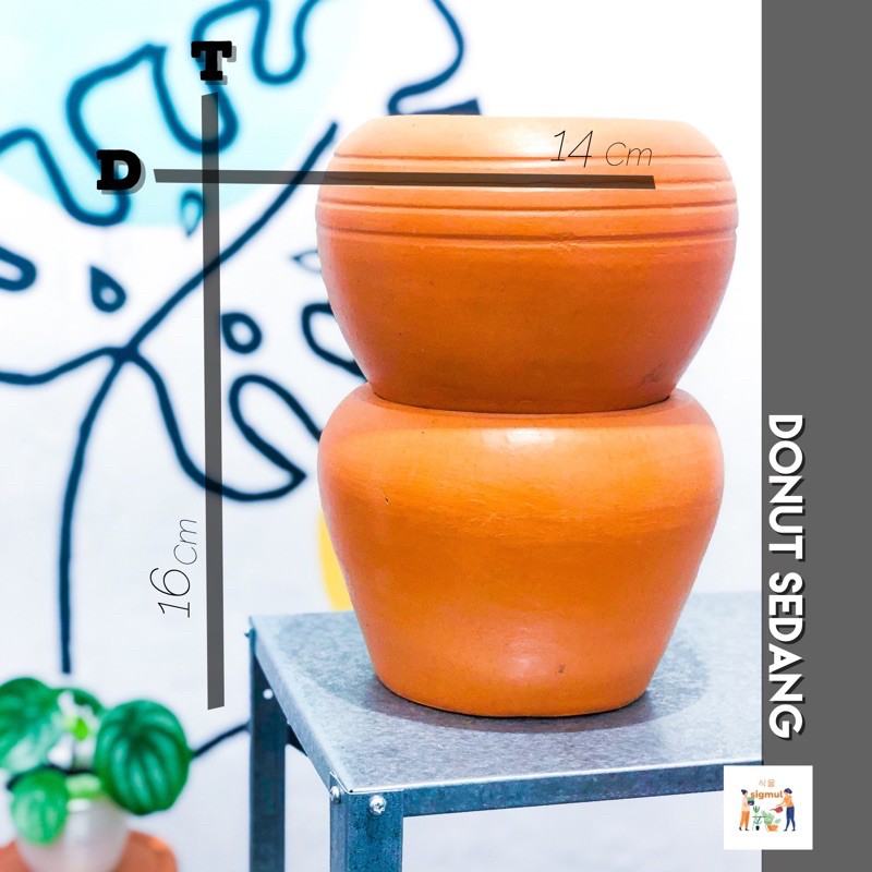 Pot Terakota / Pot Gerabah / Pot Teracotta / Tanah Liat Donut Sedang