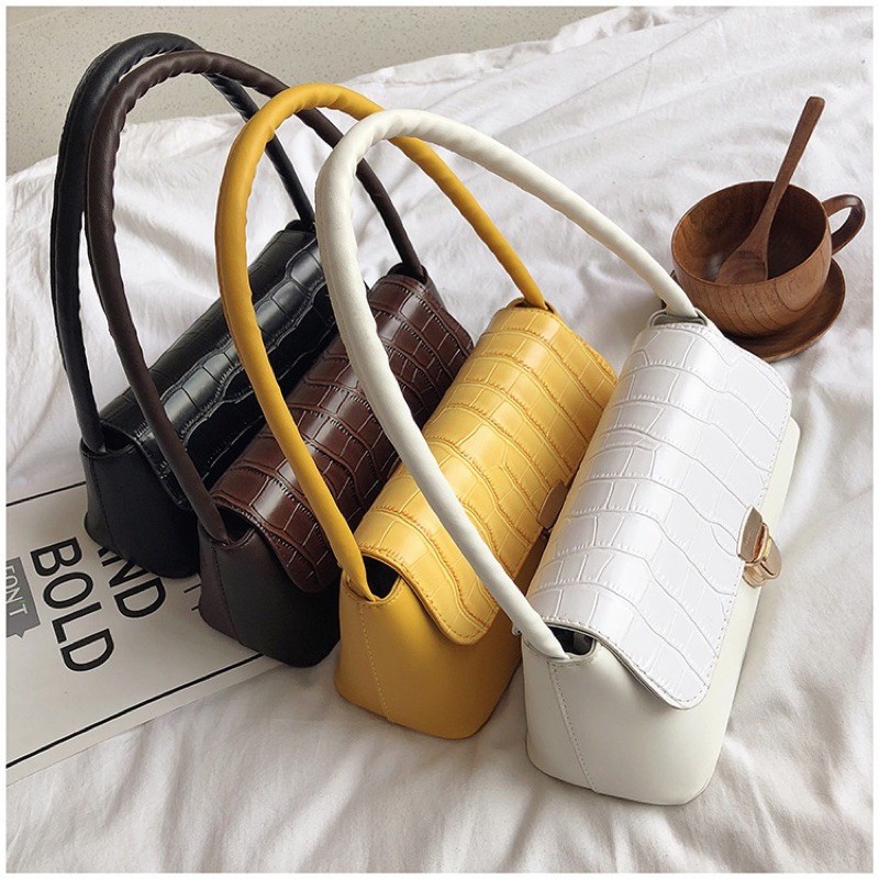 TAS WANITA 3031 -  TAS RETRO  CROCO  VINTAGE  SHOULDER BAG WANITA IMPORT TASBATAMRZ - C