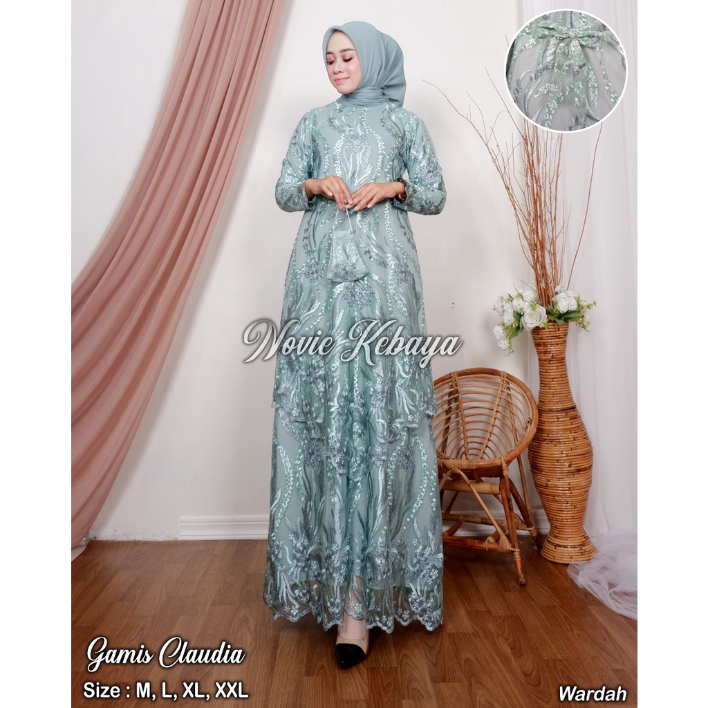 GAMIS WANITA TULLE / DRESS CLAUDIA / DRESS TULLE TINGKAT TWO TONE MOCCA DAN WARNA LAIN