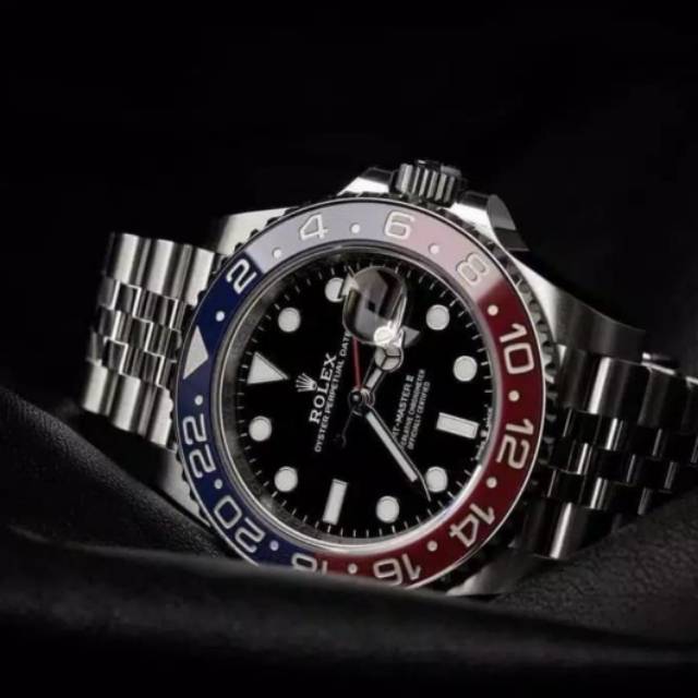 ORIGINAL WATCH  Jam Tangan Pria Cowok Rolex GMT Master II  Swiss Eta