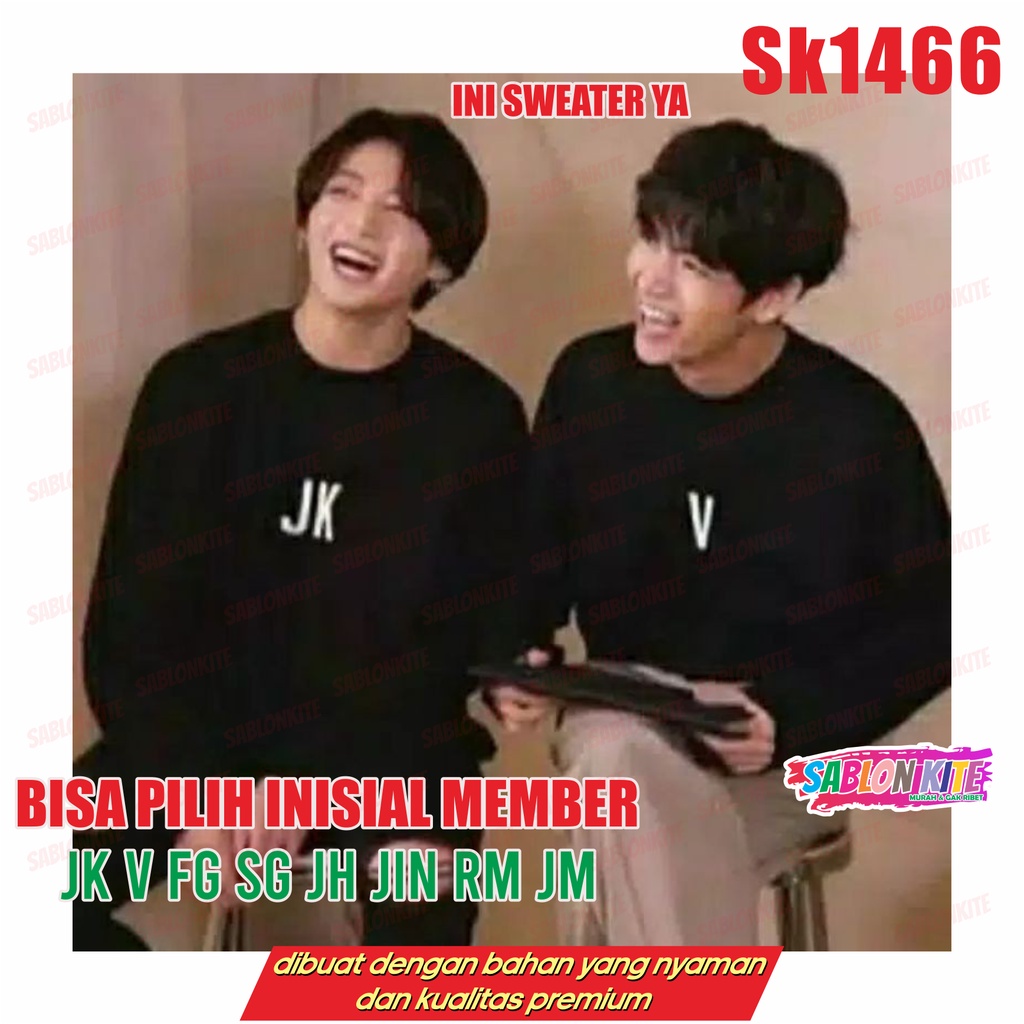 MURAH!!! SWEATER KPOP INISIAL JK JH SG V RM JIN JM RM SK1466 UNISEX