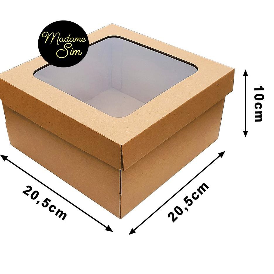 

KOTAK KUE - CAKE BOX 20 x 20 x 10 CM - COKLAT + JENDELA (ISI : 10 PCS) Terbaru