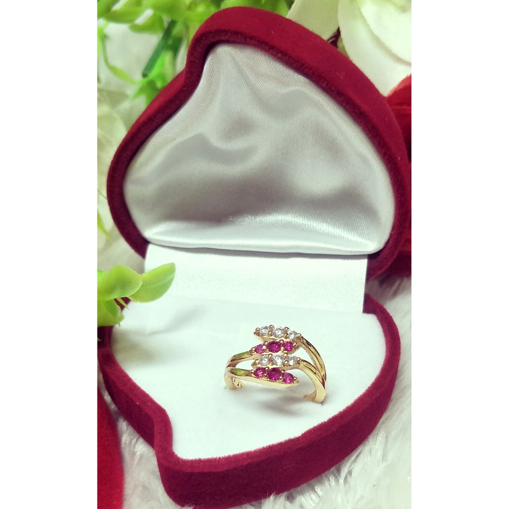 cincin mata ungu ke pink - perhiasan set xuping