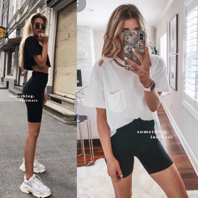 Forever 21 High Rise Ribbed Biker Shorts/ F21 Short Legging Sedeng Pendek Workout Cycling Pants Rib