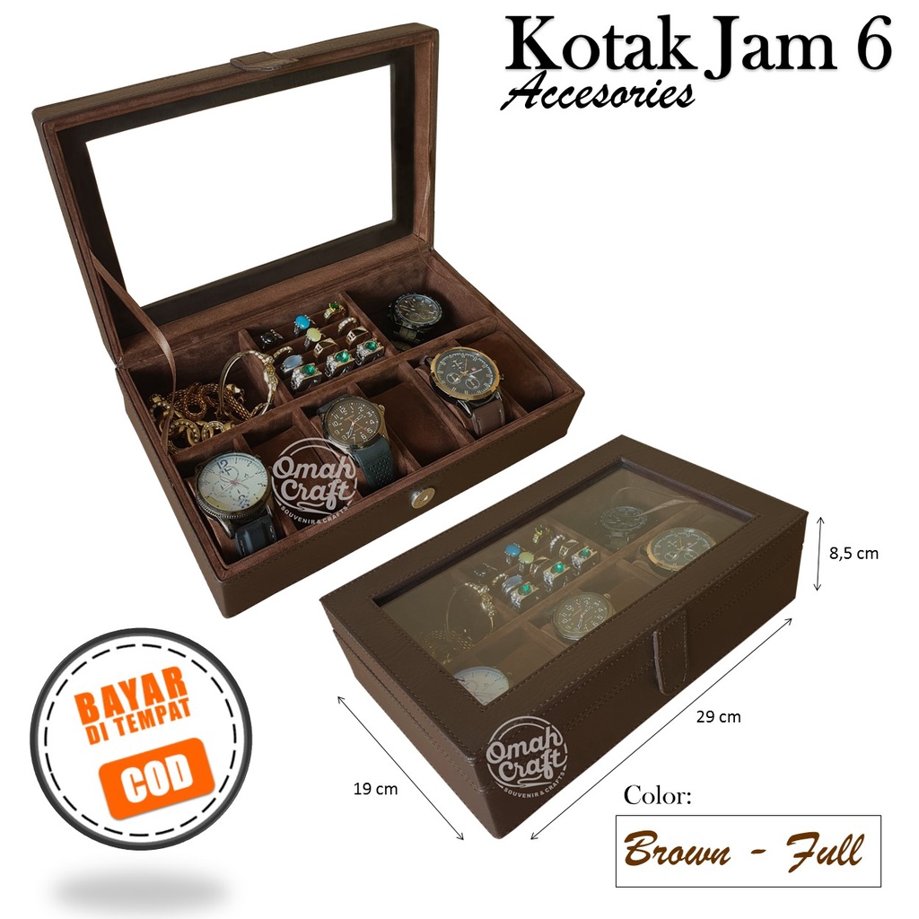 Kotak Jam Tangan isi 6 Mix Tempat Cincin Gelang Kalung / Jewelry Box organizer Ring Box