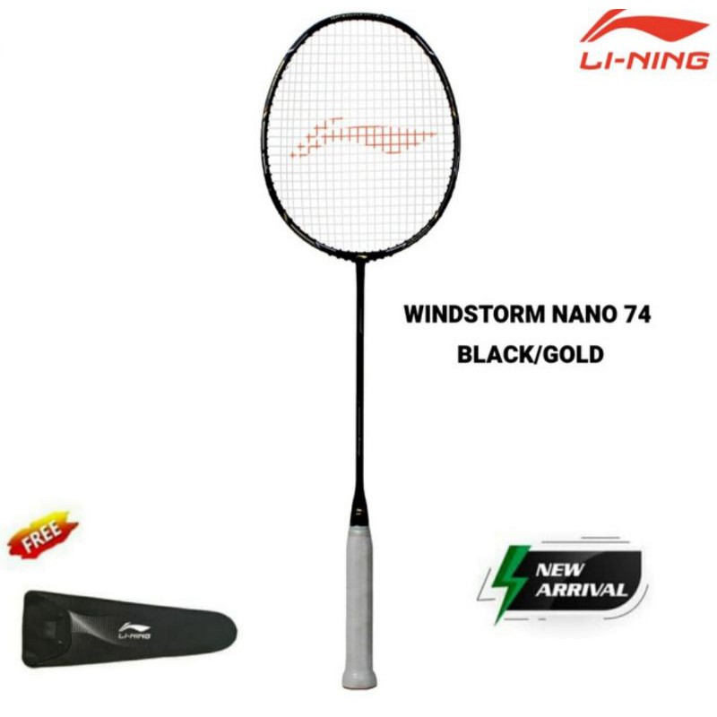 New Raket Badminton Li-Ning Windstorm Nano 74 Black/Gold