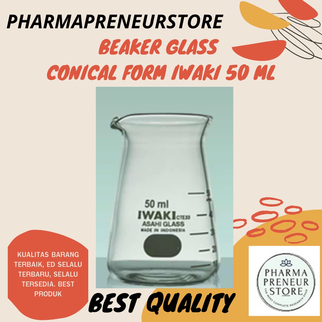 BEAKER GLASS CONICAL FORM IWAKI 50 ML DAN 100 ML BEST PRODUCT BEST QUALITY