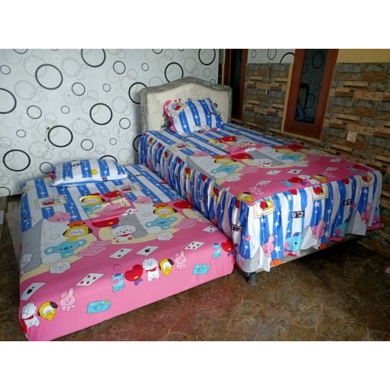 SPREI RUMBAI RUMBAY BED SORONG ATAS BAWAH KATUN LEMBUT 2 SARBAN 2SARGUL