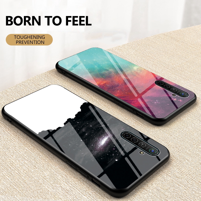 Casing Bahan Tempered Glass Motif Langit Berbintang Untuk Realme 6i / 6 Pro 5i/5 Pro Realme C3 Realme 3 Pro X2 Pro