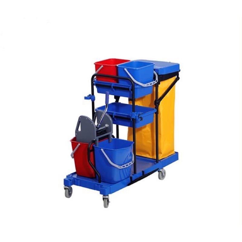 Jual JANITOR MULTIPURPOSE CLEANING CART TROLLEY BESAR + DOUBLE BUCKET ...