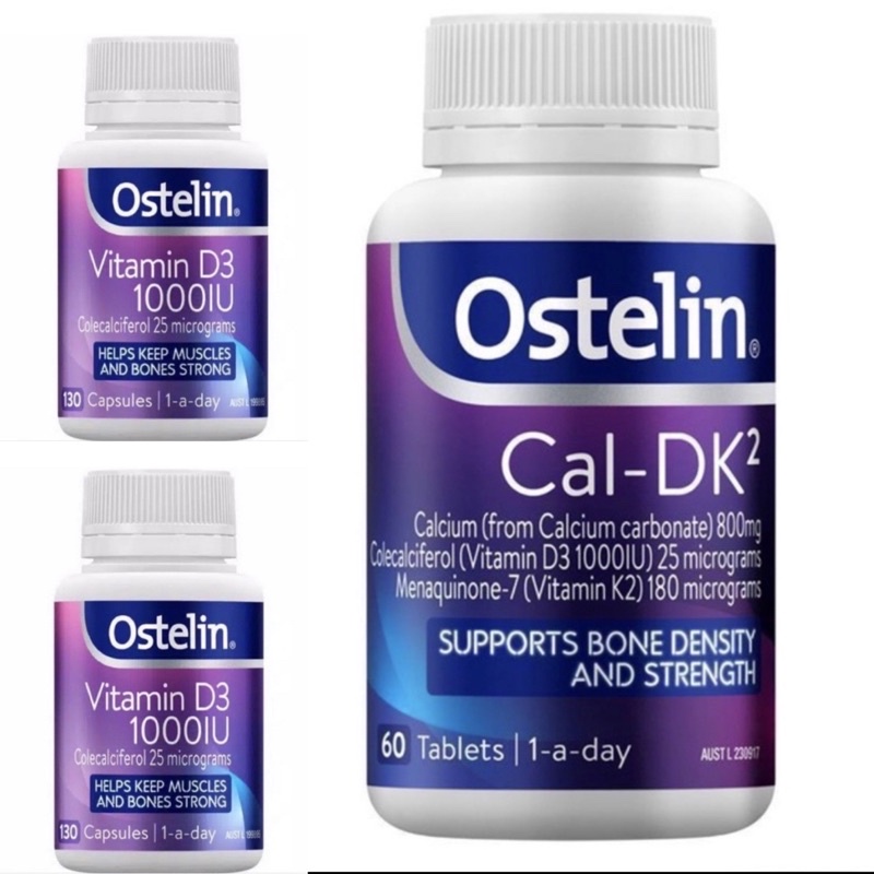 Vitamin Ostelin Cal-DK2 - Calcium, Vitamin D & Vitamin K for Bone Health - 60 Tablets / Ostelin D3 K