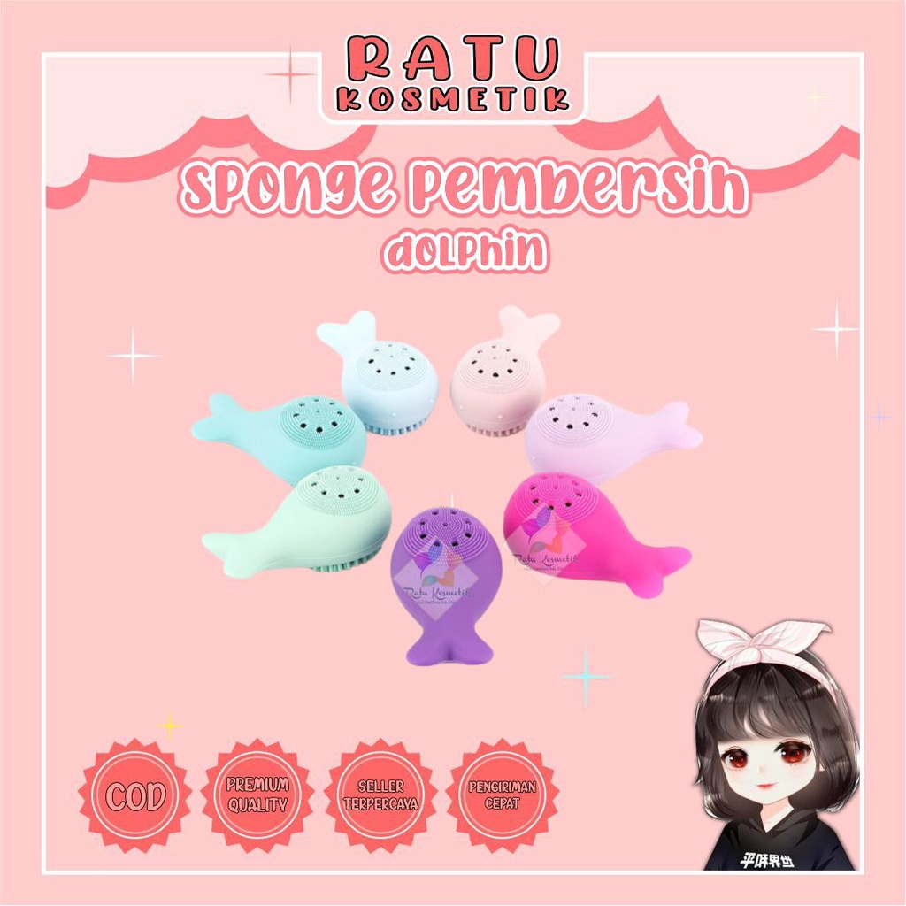 ❤ RATU ❤ Sponge Octopus - Spon Sikat Pembersih Wajah Gurita | Dolphin | Rabbit | Spons Wajah