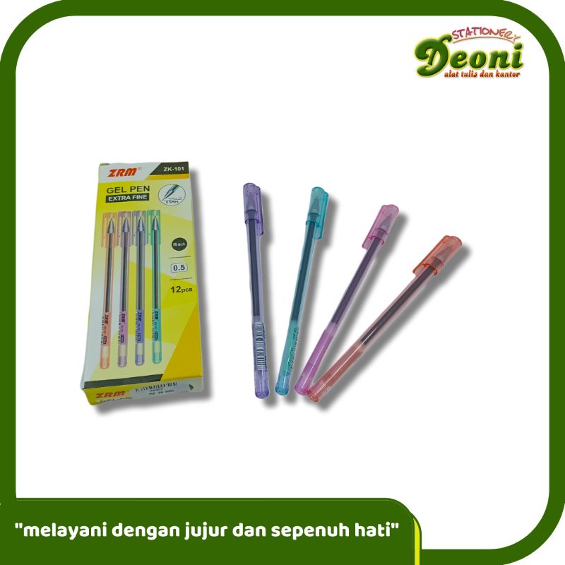

ZRM Pulpen Gel Pen Pena ZK-101 0.5mm Hitam ( 1 Lusin / 12 Pcs)